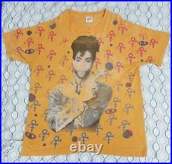 Vintage 90s 1993 Brockum Prince All Over Print T Shirt Gold Band Tee XL