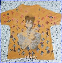 Vintage 90s 1993 Brockum Prince All Over Print T Shirt Gold Band Tee XL