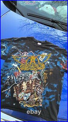 Vintage 90s Aerosmith Toys In The Attic All Over Print Concert T-Shirt Rare