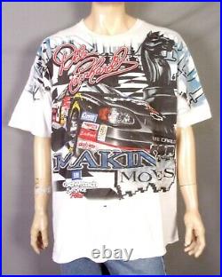 Vintage 90s All Over Print Dale Earnhardt T-Shirt NASCAR Racing Black Knight XL
