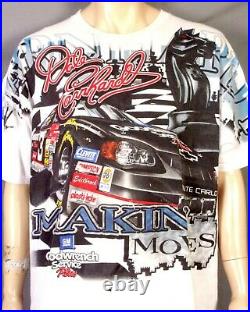 Vintage 90s All Over Print Dale Earnhardt T-Shirt NASCAR Racing Black Knight XL