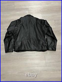 Vintage 90s All State Leather Black Moto Biker Motorcycle Jacket Men's Size 54