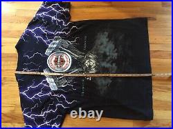 Vintage 90s Harley Davidson T-Shirt Thunder & Lightning All Over Print Size 3XL