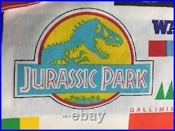Vintage 90s JURASSIC PARK Movie Pillowcase Curtains Set 1992 All Over Print Red
