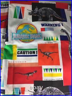 Vintage 90s JURASSIC PARK Movie Pillowcase Curtains Set 1992 All Over Print Red