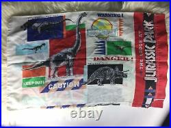 Vintage 90s JURASSIC PARK Movie Pillowcase Curtains Set 1992 All Over Print Red