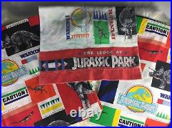 Vintage 90s JURASSIC PARK Movie Pillowcase Curtains Set 1992 All Over Print Red