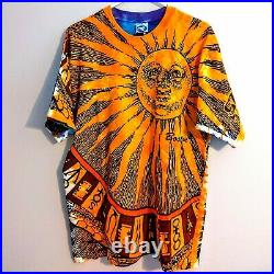 Vintage 90s LIQUID BLUE Sun & Moon Shirt 1992 All Over Print Large RARE