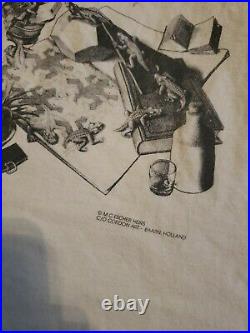 Vintage 90s MC Escher All over Print Art Tee Shirt Single Stitch XL Andazia