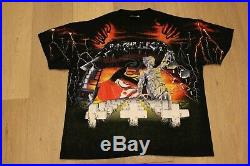 Vintage 90s Metallica All Over Print Tee Size XL Black T-shirt 1991 Slayer Metal