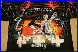 Vintage 90s Metallica All Over Print Tee Size XL Black T-shirt 1991 Slayer Metal