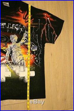 Vintage 90s Metallica All Over Print Tee Size XL Black T-shirt 1991 Slayer Metal