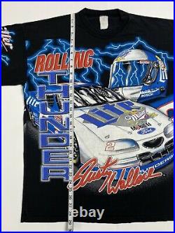Vintage 90s NASCAR #2 Rusty Wallace Rolling Thunder All Over Print T Shirt L USA