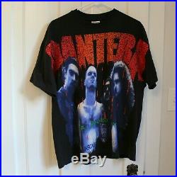 Vintage 90s Pantera All Over Print T Shirt Size XL USA Made Metal Winterland