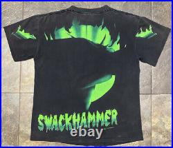 Vintage 90s Space Jam Swackhammer All Over Print T Shirt Monstars Movie Large
