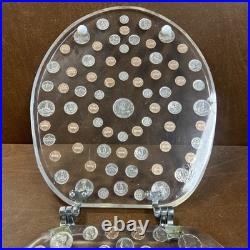 Vintage Acrylic Lucite Coin Money Currency Clear Novelty Toilet Seat All 1970's