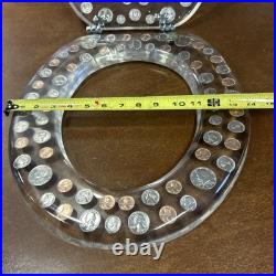 Vintage Acrylic Lucite Coin Money Currency Clear Novelty Toilet Seat All 1970's