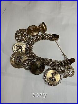 Vintage All Solid 14K Gold Charm Bracelet With Unique Charms