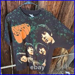 Vintage Beatles Rubber Soul All Over Print Tour Band Shirt Mens XL 80s 90s RARE