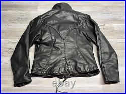 Vintage Black Leather Motorcycle Biker Jacket Womens 14