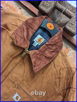 Vintage Carhartt Detroit Jacket Blanket Lined Full Zip Coat Tan Brown Mens XL