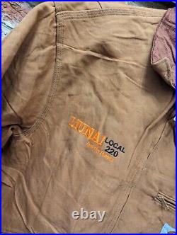 Vintage Carhartt Detroit Jacket Blanket Lined Full Zip Coat Tan Brown Mens XL