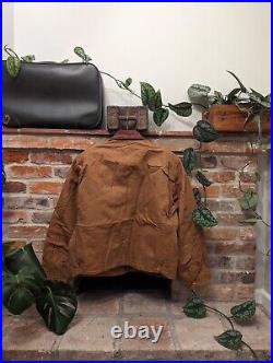 Vintage Carhartt Detroit Jacket Blanket Lined Full Zip Coat Tan Brown Mens XL