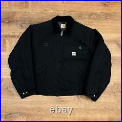 Vintage Carhartt Detroit Jacket J001 BLK Blanket Lined Canvas USA Black Mens XL