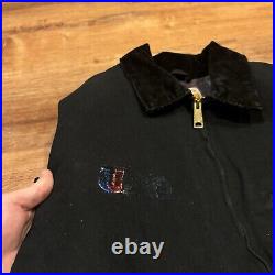 Vintage Carhartt Detroit Jacket J001 BLK Blanket Lined Canvas USA Black Mens XL