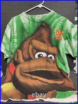 Vintage DONKEY KONG COUNTRY Official Promo Tee ALL OVER PRINT Super Nintendo