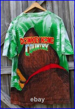 Vintage DONKEY KONG COUNTRY Official Promo Tee ALL OVER PRINT Super Nintendo