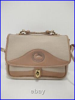 Vintage Dooney & Bourke All Weather Leather Cream Leather Satchel Shoulder Bag