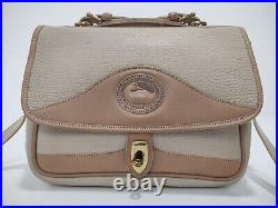 Vintage Dooney & Bourke All Weather Leather Cream Leather Satchel Shoulder Bag