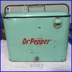 Vintage Dr Pepper Picnic All Original Metal Cooler-1950's