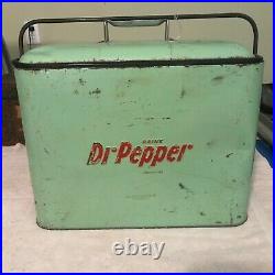 Vintage Dr Pepper Picnic All Original Metal Cooler-1950's
