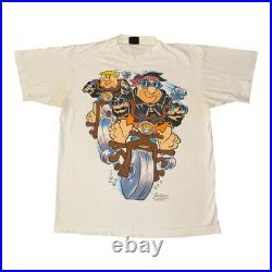 Vintage Flinstones 1993 Fred Barney T Shirt Motorcycle AOP Single Stitch 2XL