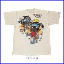 Vintage Flinstones 1993 Fred Barney T Shirt Motorcycle AOP Single Stitch 2XL