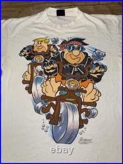 Vintage Flinstones 1993 Fred Barney T Shirt Motorcycle AOP Single Stitch 2XL