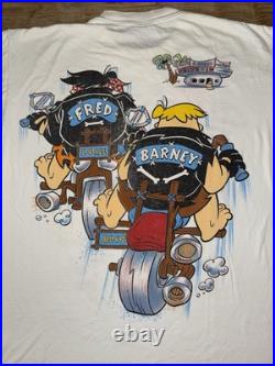Vintage Flinstones 1993 Fred Barney T Shirt Motorcycle AOP Single Stitch 2XL