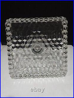 Vintage Fostoria American Square Pedestal Cake Stand Plate Rum Well Glass