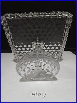 Vintage Fostoria American Square Pedestal Cake Stand Plate Rum Well Glass