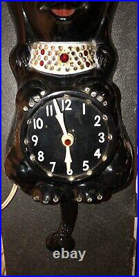 Vintage French Poodle-kit Kat Clock- Black Poodle, All Original, Refurbished