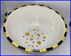Vintage Gaetano Pottery Ceramic Mixing Bowl Halloween Ghosts and Stars 10 in MCM