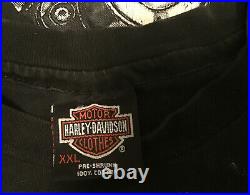Vintage Harley Davidson T Shirt Thunder Lightning 2XL All Over Engine 90s XXL