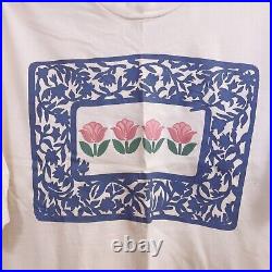 Vintage Holland Tulips Delft Blue Design Art Print Single Stitch T shirt 80's