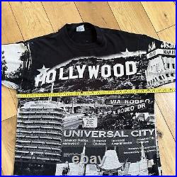 Vintage Hollywood All Over Print T-shirt Men's XL Black 1996 Single Stitch