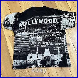 Vintage Hollywood All Over Print T-shirt Men's XL Black 1996 Single Stitch