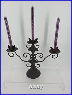 Vintage Large Heavy Cast Iron Gothic Style 3 Taper Candle Albra Nice