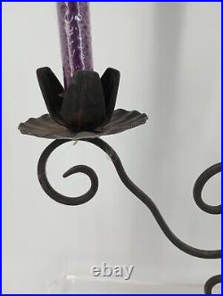 Vintage Large Heavy Cast Iron Gothic Style 3 Taper Candle Albra Nice