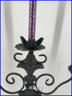 Vintage Large Heavy Cast Iron Gothic Style 3 Taper Candle Albra Nice